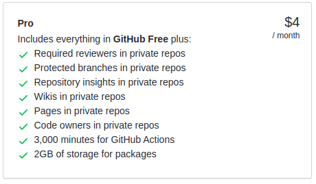 امکانات اکانت پریمیوم گیت هاب با چهار دلار در ماه