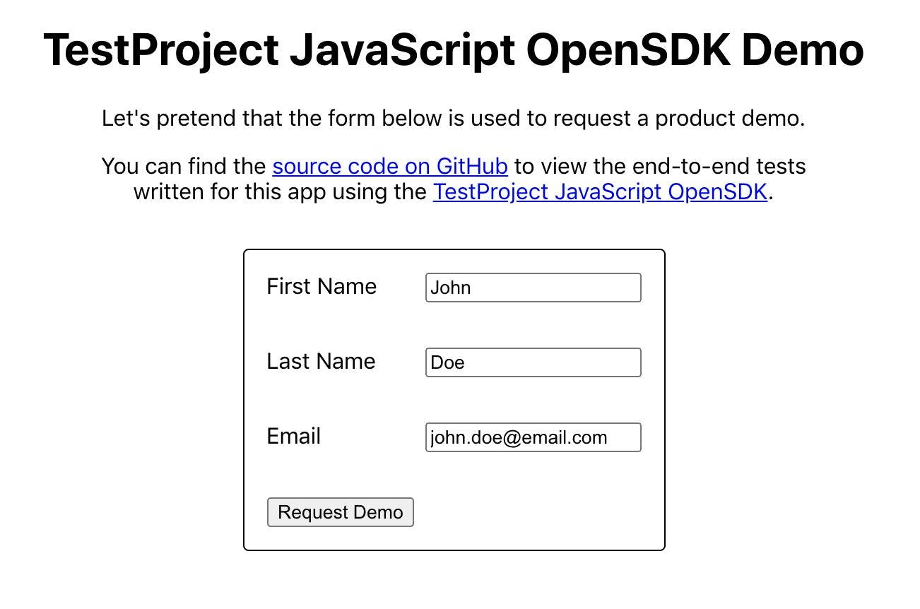 دموی برنامه: پر کردن فرم