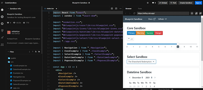 Blueprint UI is one of the best React UI frameworks for WordPress.
