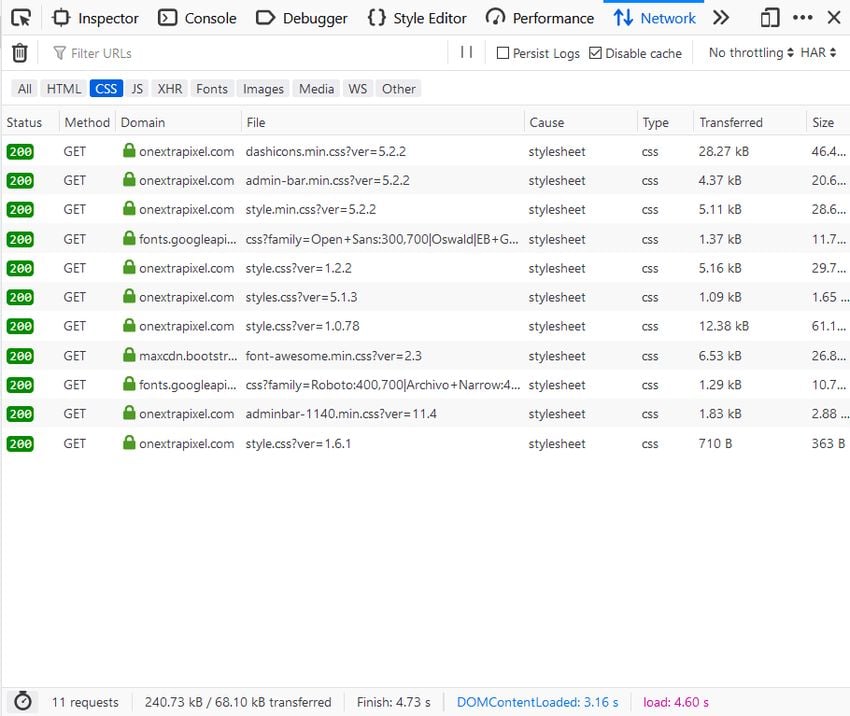 CSS optimization with Firefox DevTools