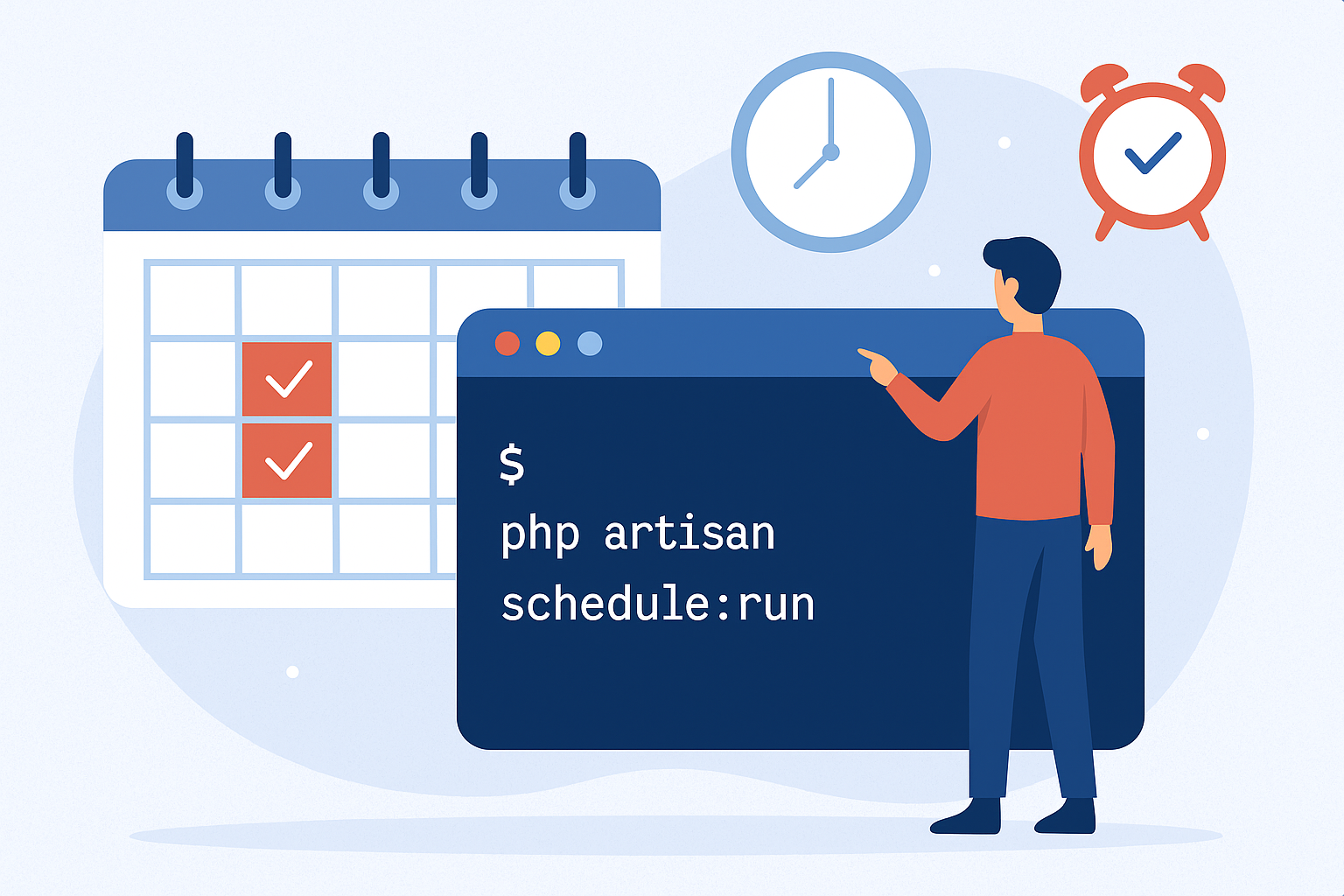 تصویر مفهومی اجرای کرون جاب در هاست اشتراکی برای راهاندازی Task Scheduler لاراول