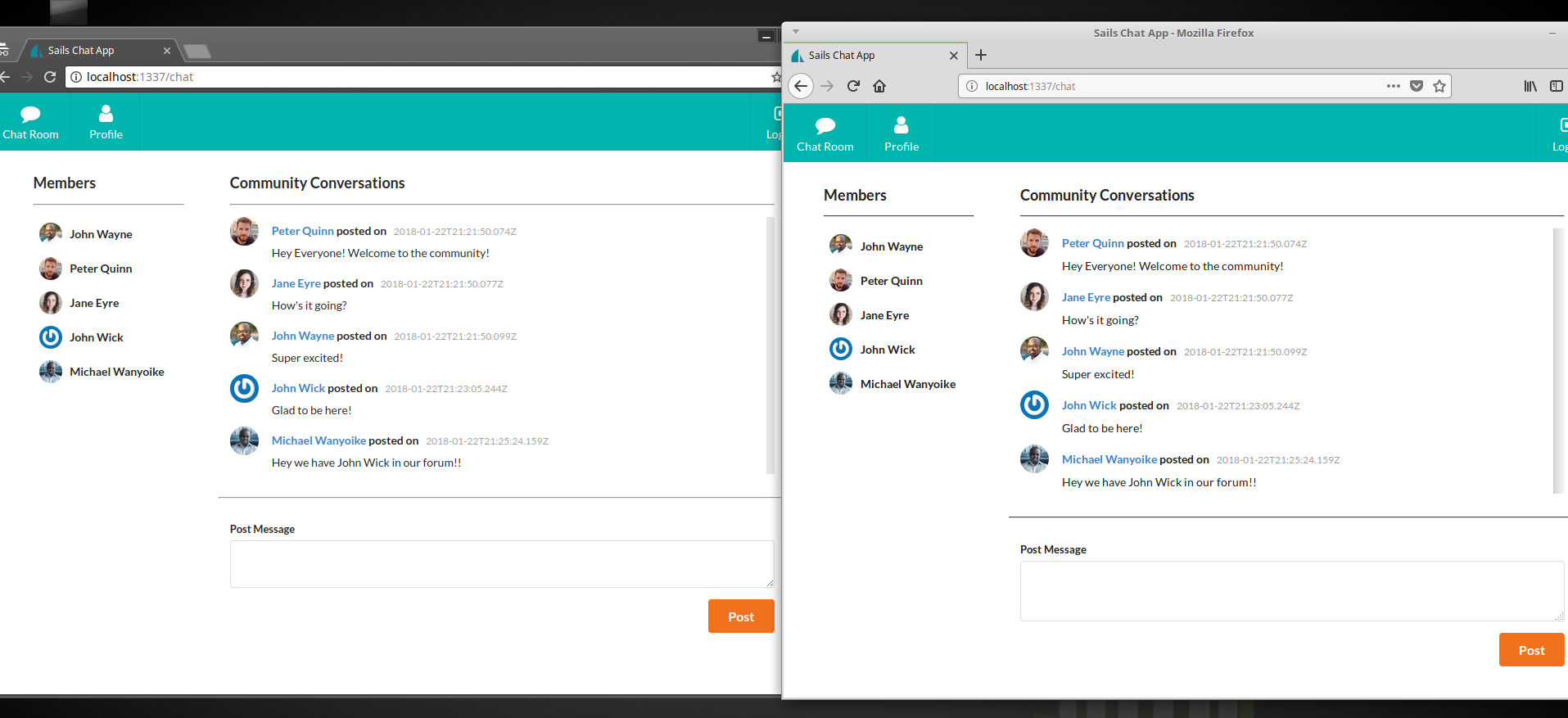 ساخت یک برنامه چت Real-time با Sails.js