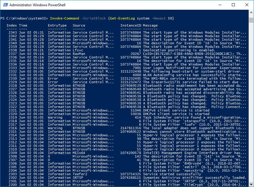 دستور Windows PowerShell
