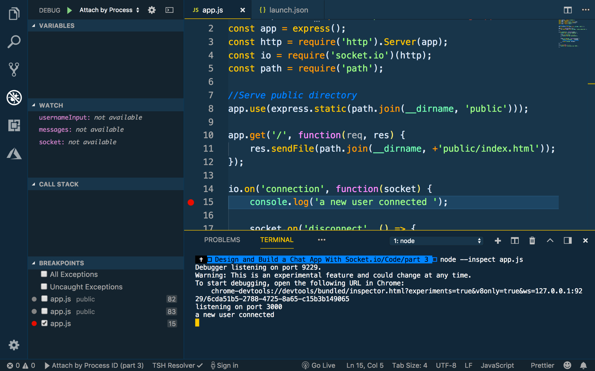 خطایابی nodejs