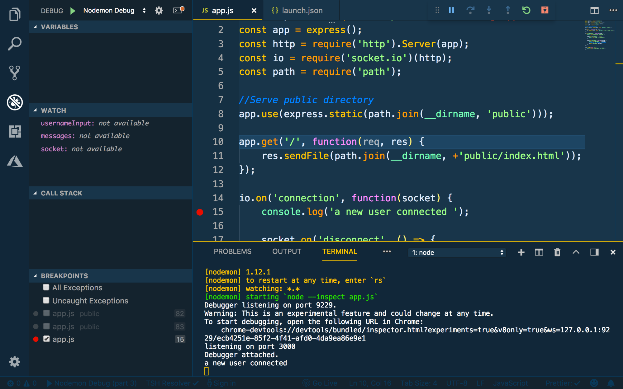 خطایابی کدهای Node در VS Code - راکت