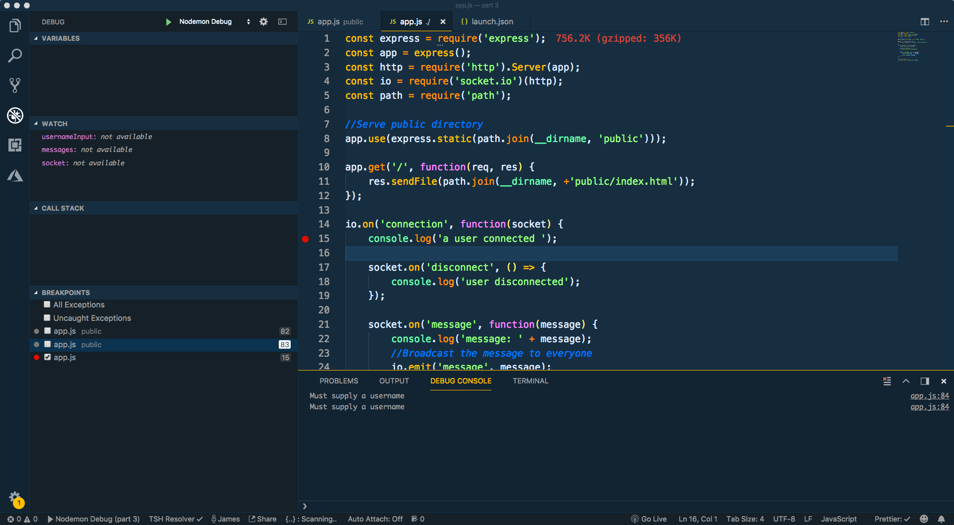 خطایابی کدهای Node در VS Code - راکت